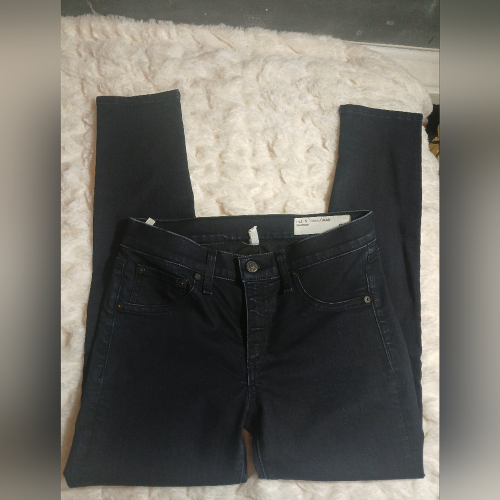 Rag & Bone Jeans 27 Cate Mid Rise Ankle Zip Skinny Midnight Blue